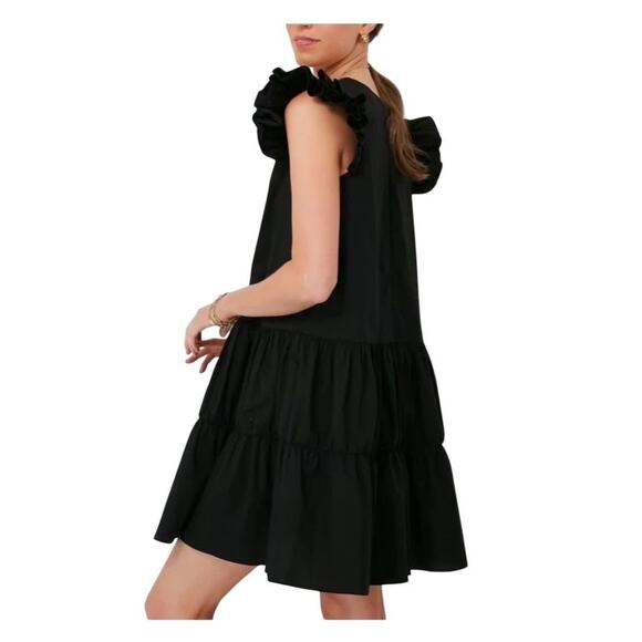 VGUC Pomander Place Corrine Black Flutter Sleeve Mini Dress A-Line XS 2567-36 - Picture 2 of 12